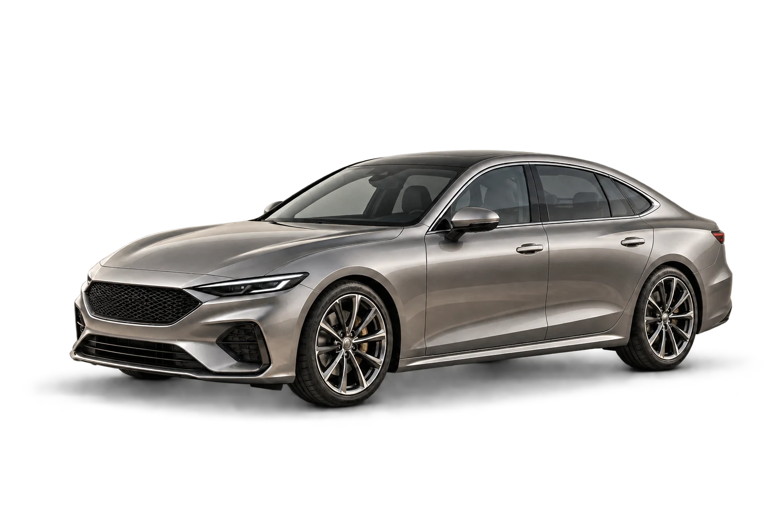 Unbranded silver sport sedan in a warm studio